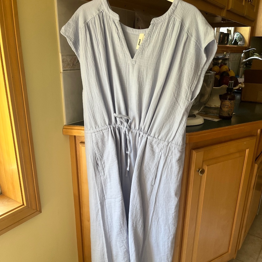 Pact Blue Summer Dress, M
